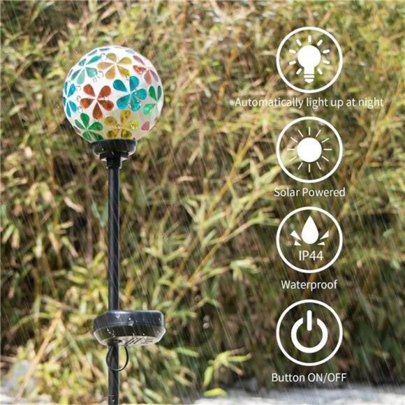 Mosaic Solar Lights Outdoor Decor Pathway Light Waterproof LED Stake Light - Picture 6 of 8